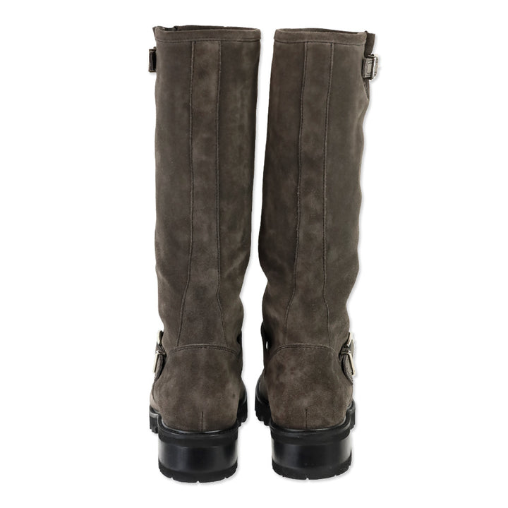 La Canadienne Charlene Brown London Oiled Suede Pull On Tall Engineer Boot