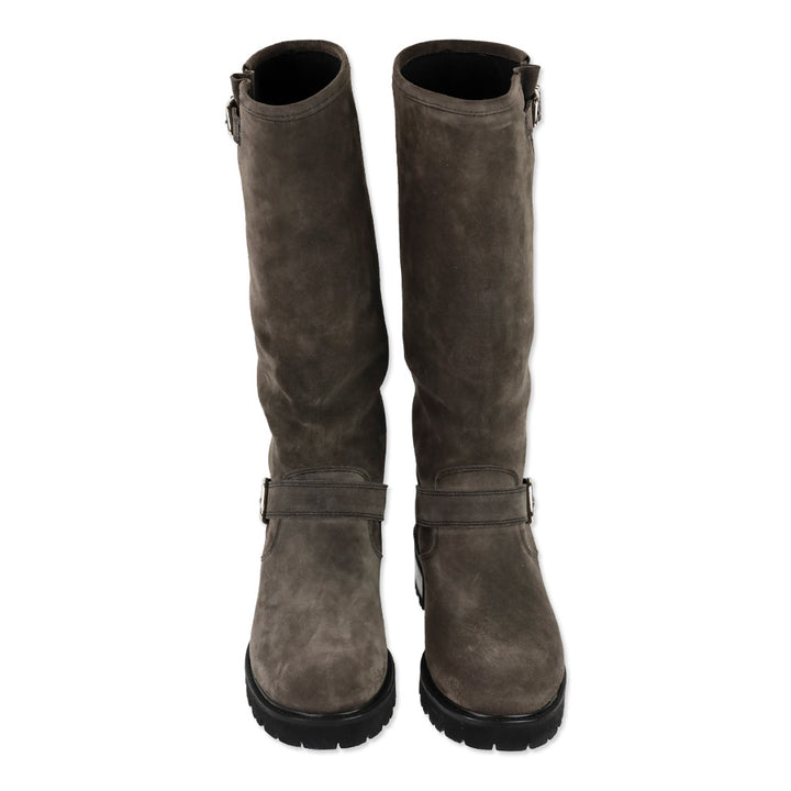 La Canadienne Charlene Brown London Oiled Suede Pull On Tall Engineer Boot