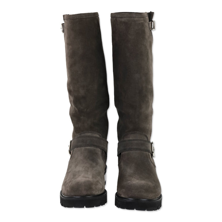 La Canadienne Charlene Brown London Oiled Suede Pull On Tall Engineer Boot