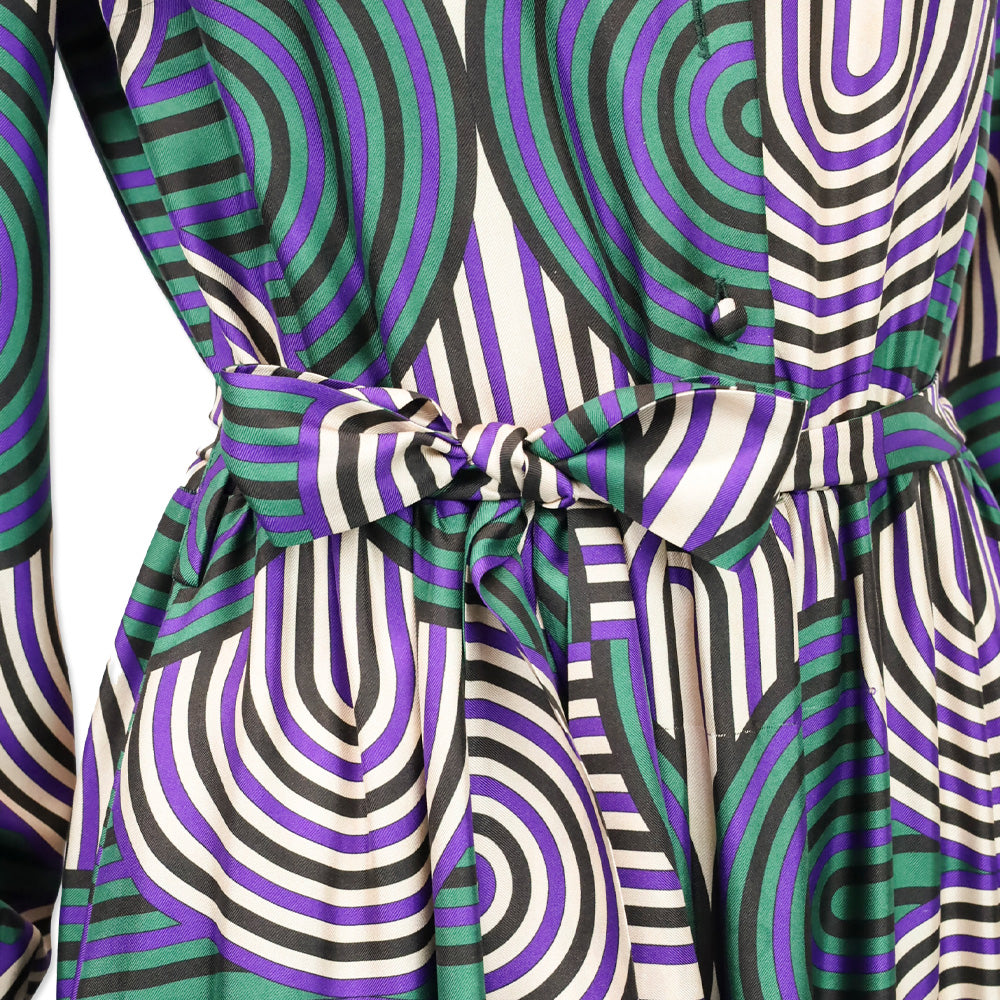 La DoubleJ Editions with Mantero Long Sleeve Button Front Line Pattern Maxi Dress