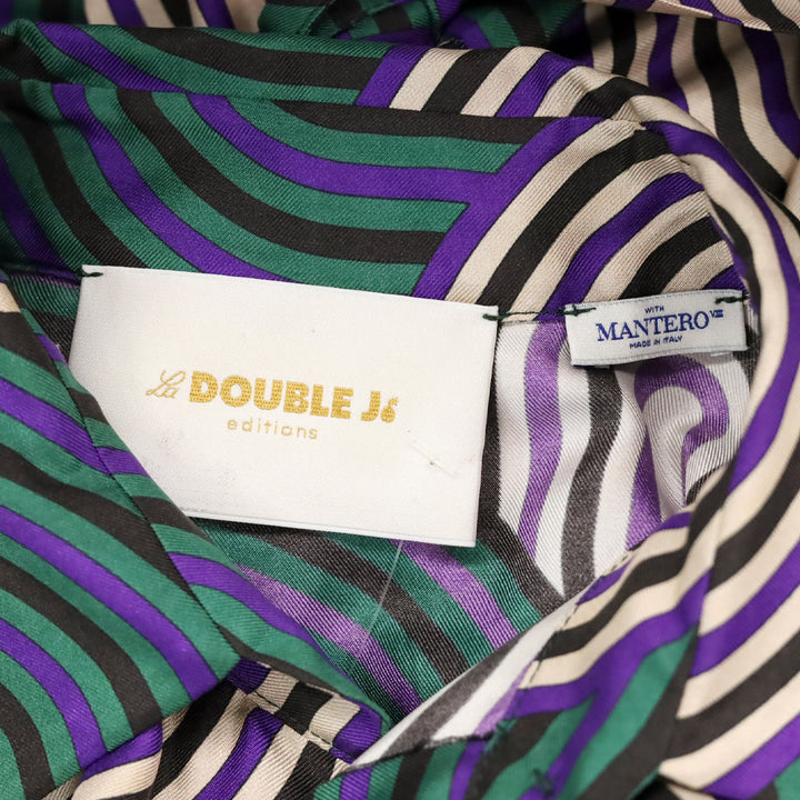 La DoubleJ Editions with Mantero Long Sleeve Button Front Line Pattern Maxi Dress