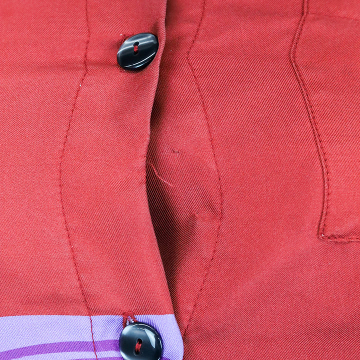 La DoubleJ with Mantero Red Floral Satin Long Sleeve Button Front Maxi Dress