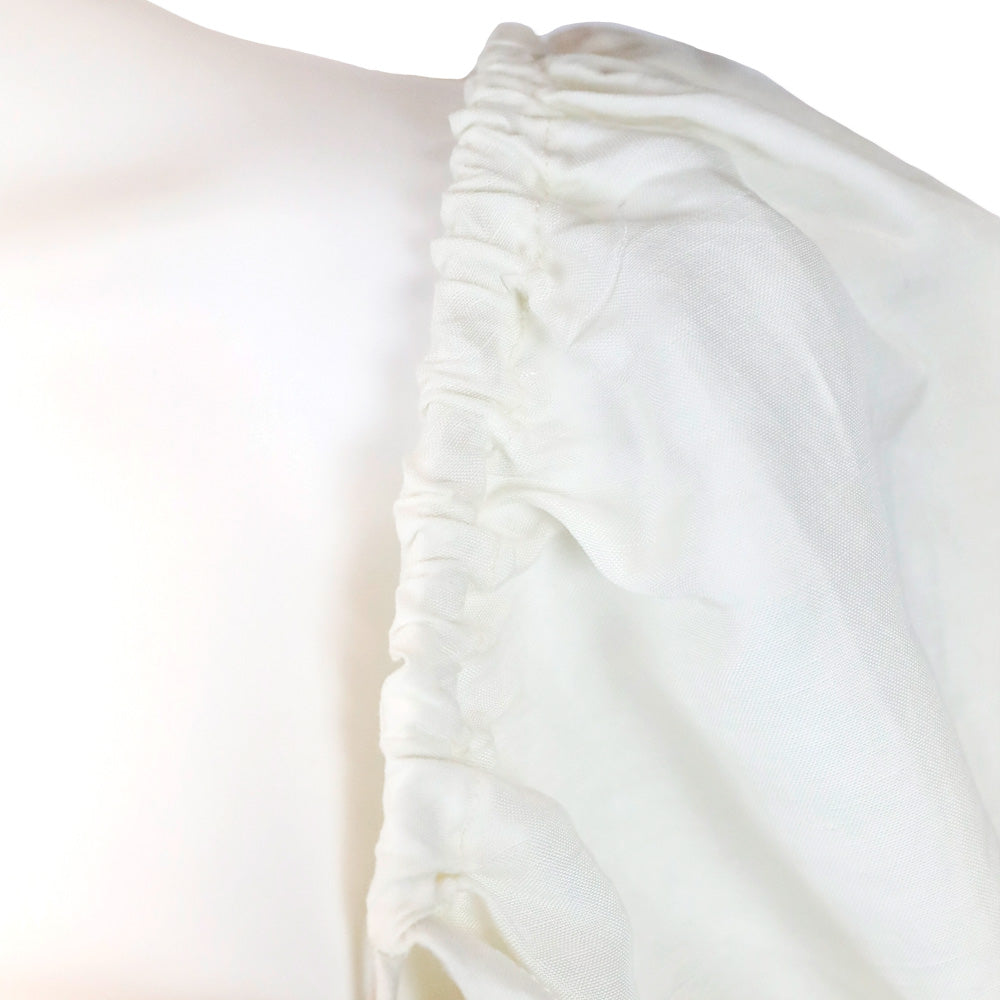 La Ligne White Linen/Viscose Puff Shoulder Sofia Midi Dress La Ligne White Linen/Viscose Puff Shoulder Sofia Midi Dress