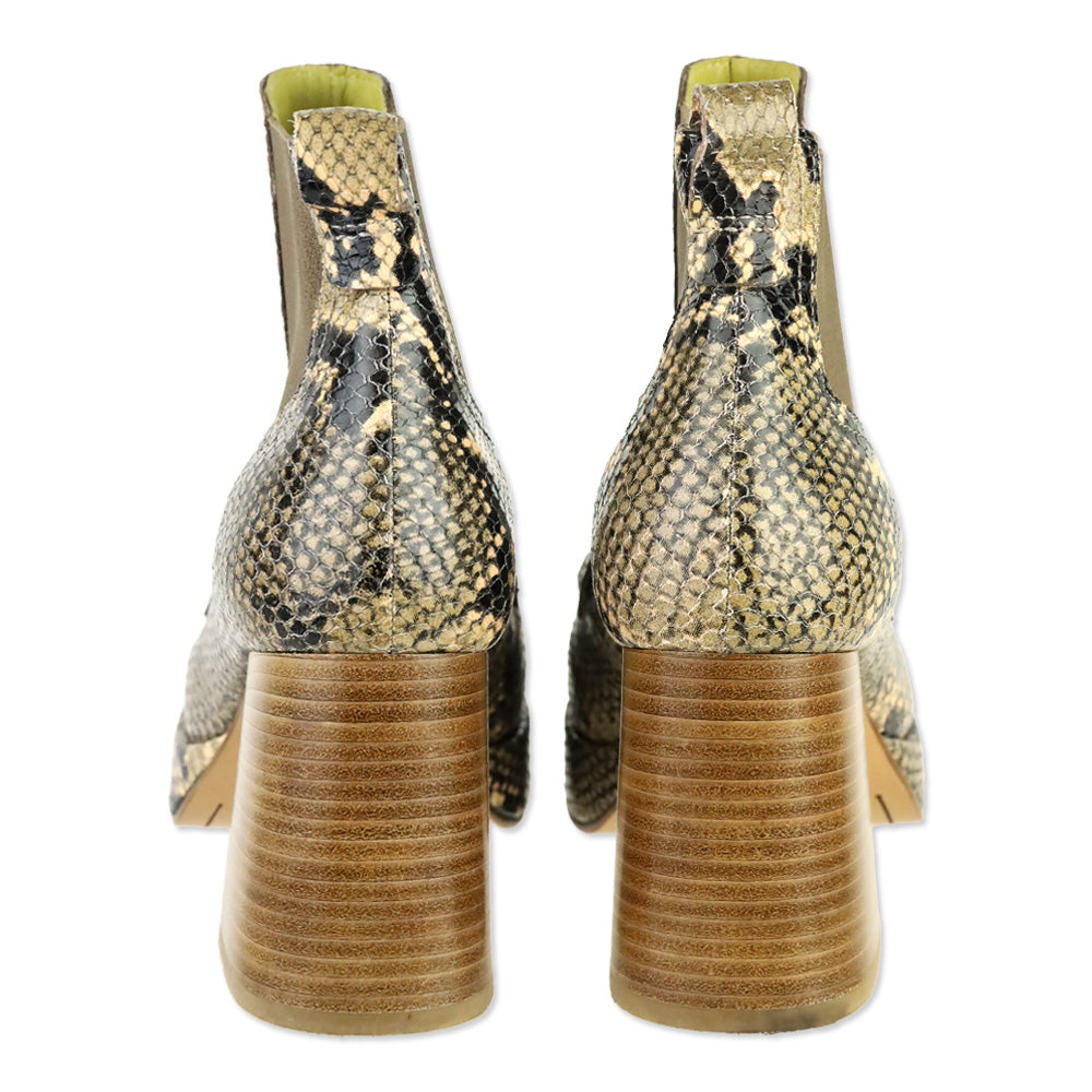 Labucq Python Snake-Print Leather Platform Heeled Chelsea Boots