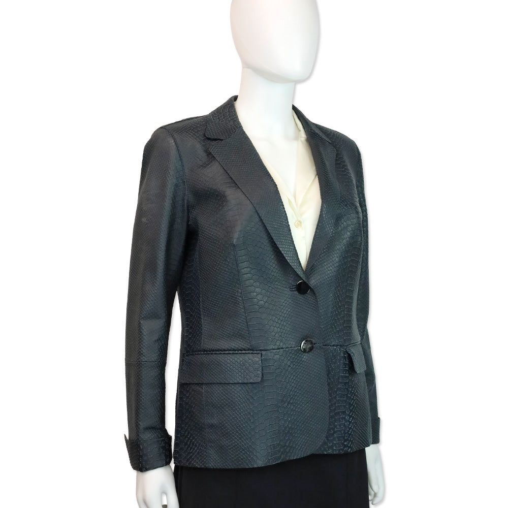 Lafayette 148 Navy Blue Snakeskin Blazer
