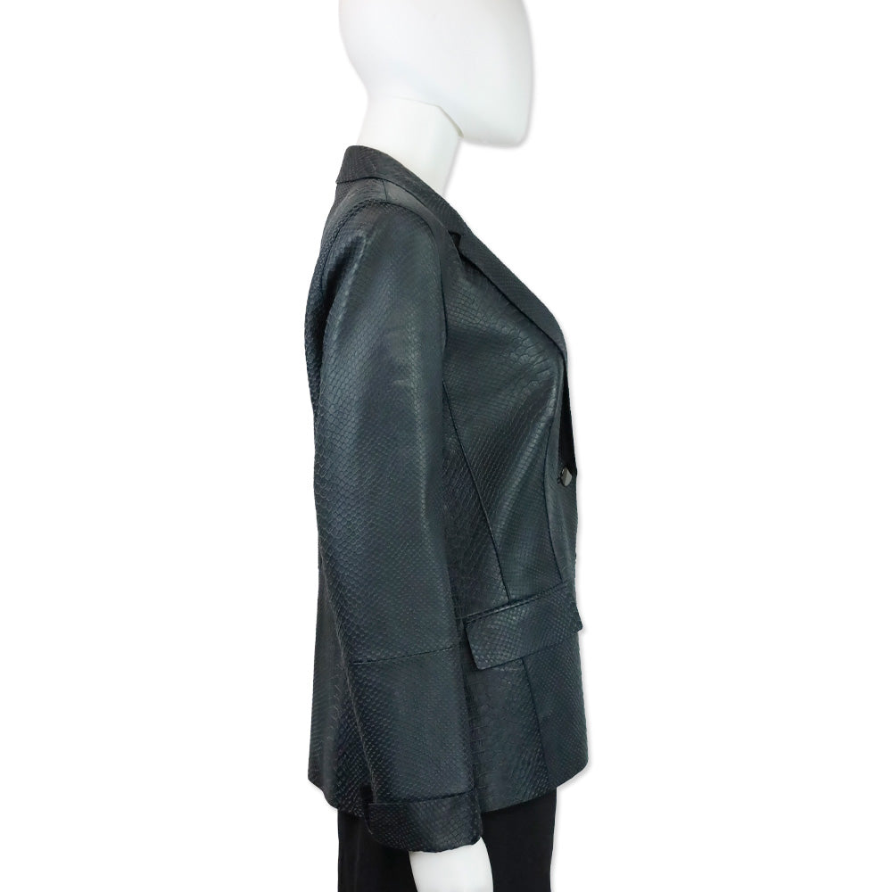 Lafayette 148 Navy Blue Snakeskin Blazer