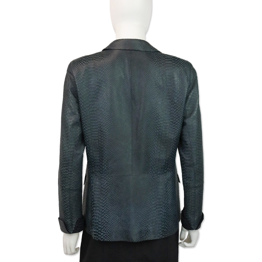 Lafayette 148 Navy Blue Snakeskin Blazer
