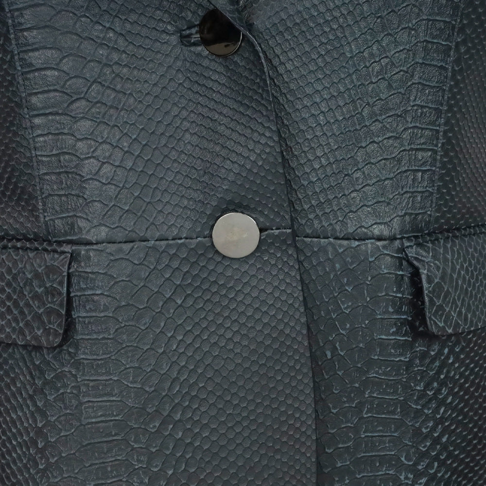 Lafayette 148 Navy Blue Snakeskin Blazer
