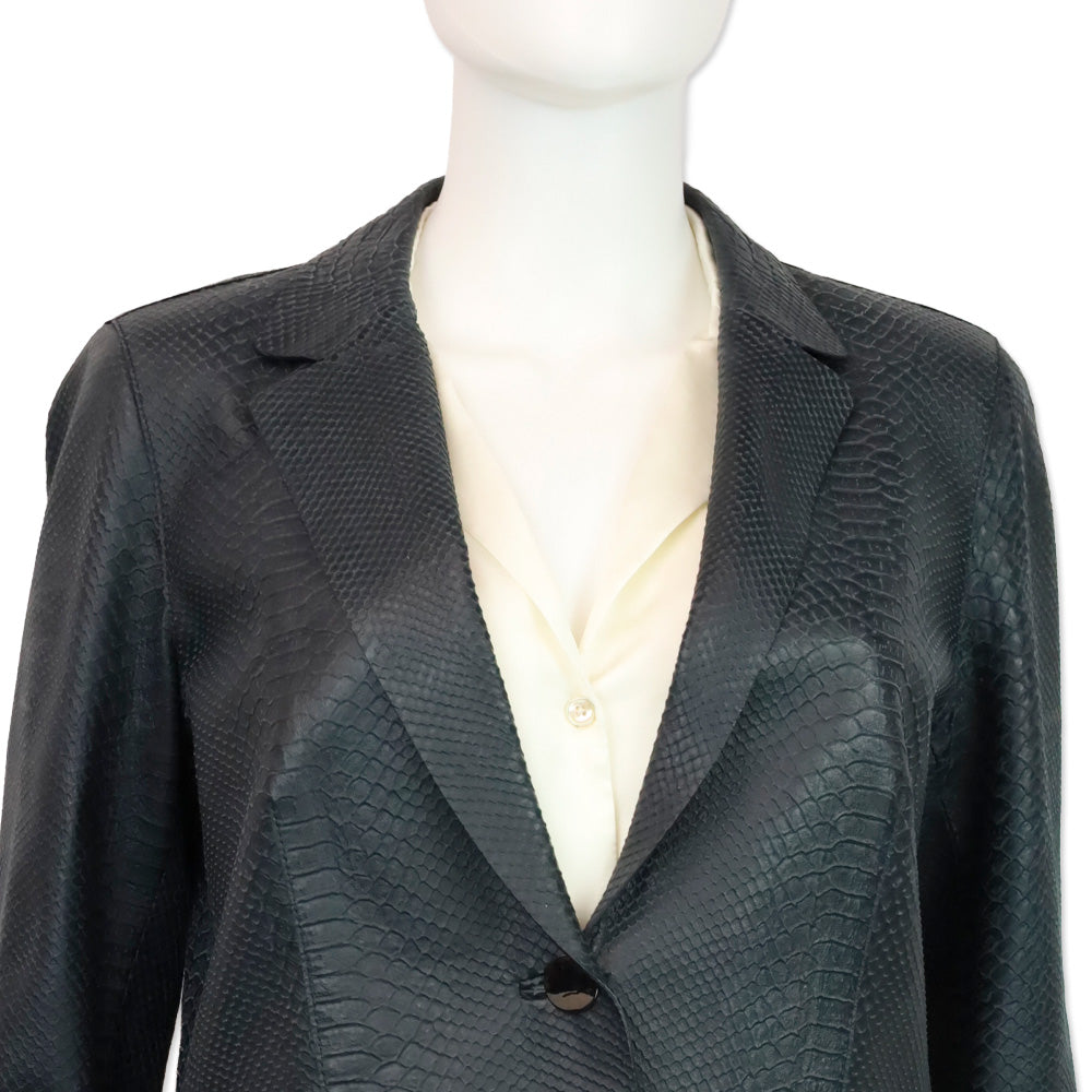 Lafayette 148 Navy Blue Snakeskin Blazer