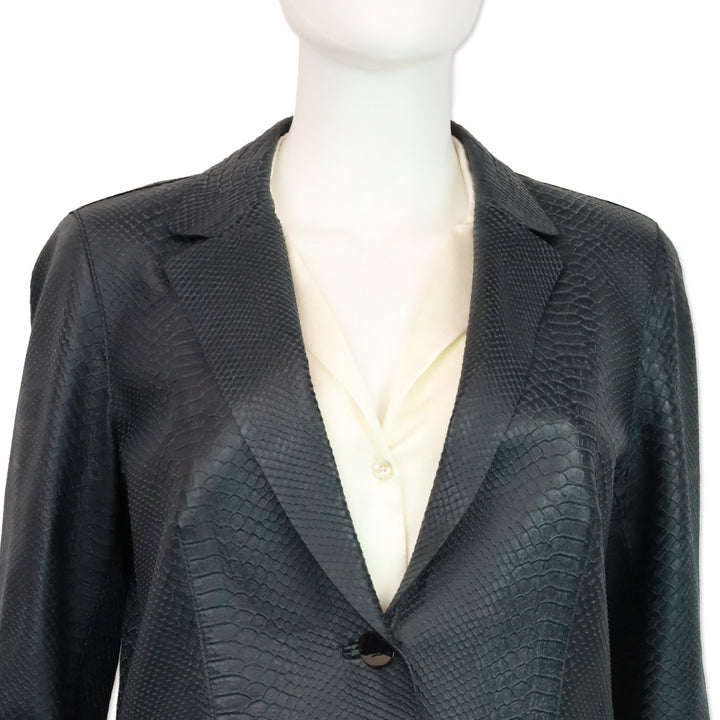Lafayette 148 Navy Blue Snakeskin Blazer