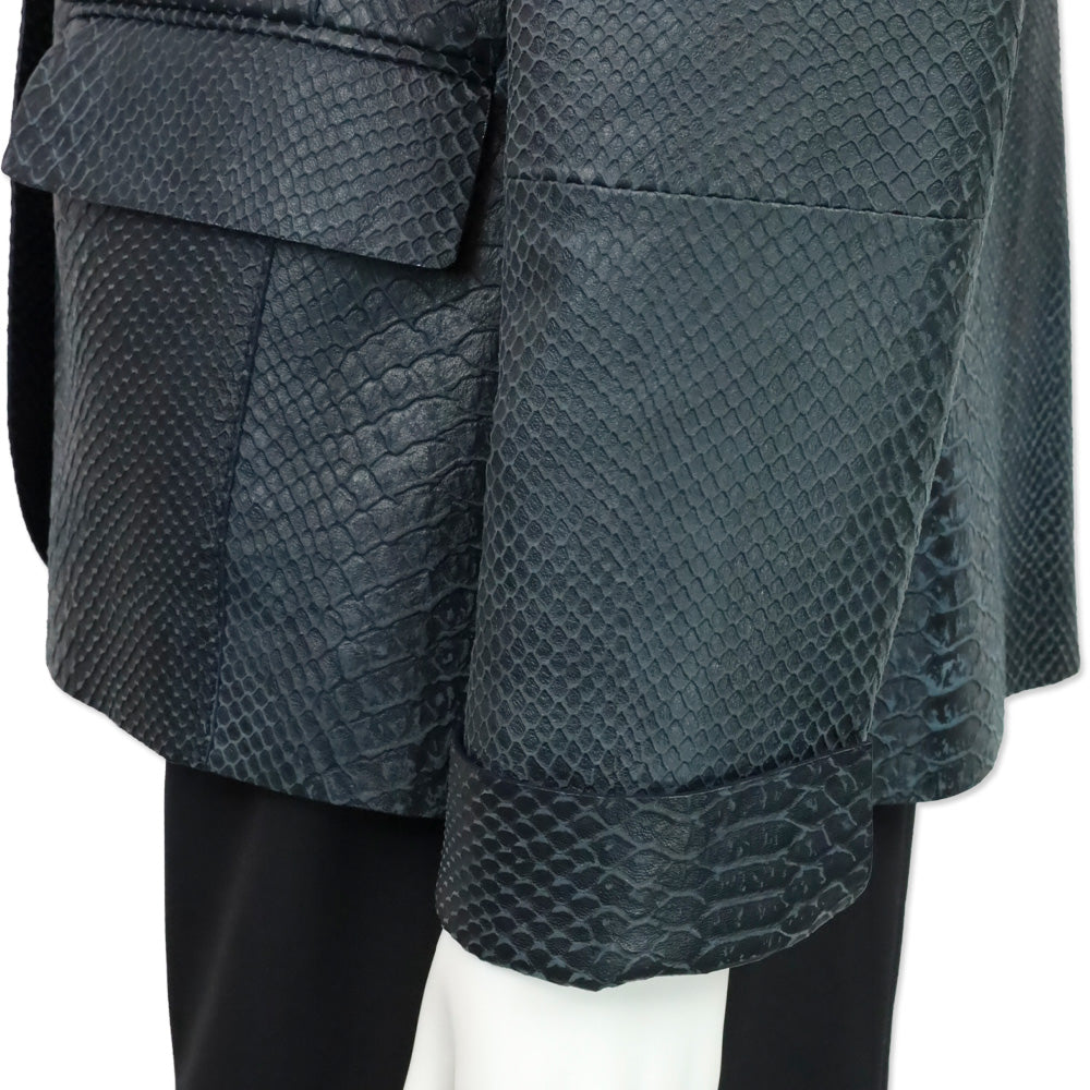 Lafayette 148 Navy Blue Snakeskin Blazer