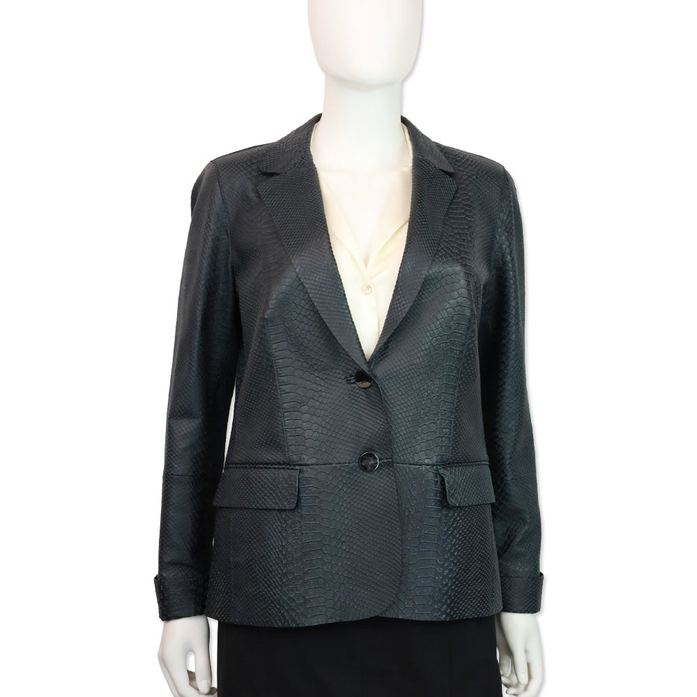 Lafayette 148 Navy Blue Snakeskin Blazer