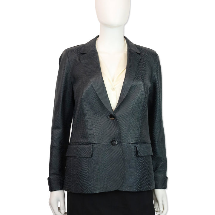 Lafayette 148 Navy Blue Snakeskin Blazer