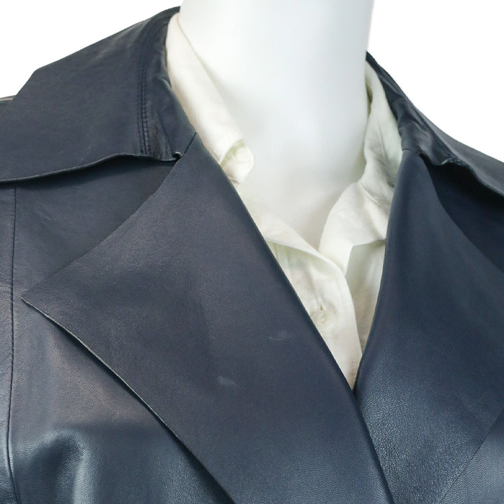 Lafayette 148 Navy Leather Long Vest