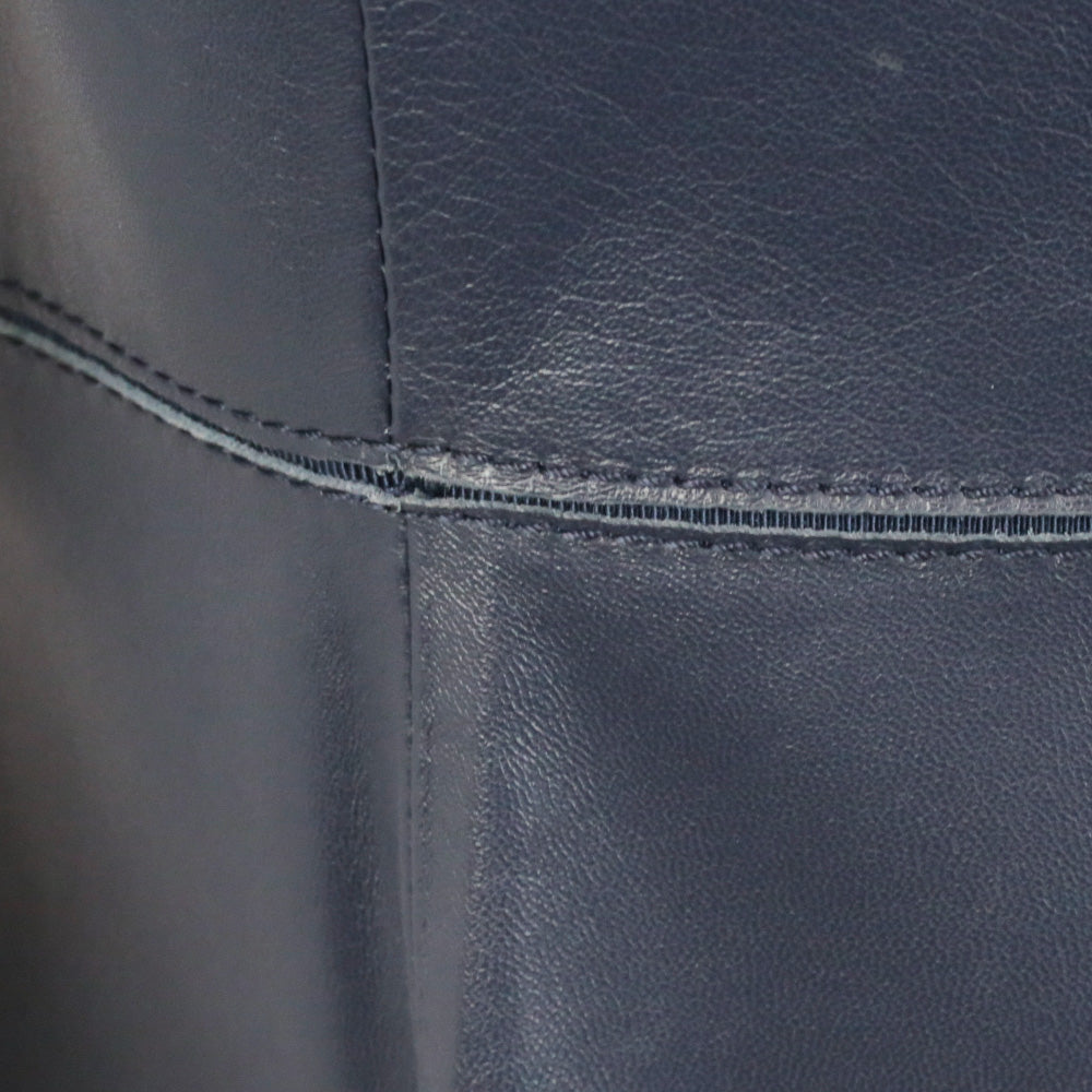 Lafayette 148 Navy Leather Long Vest