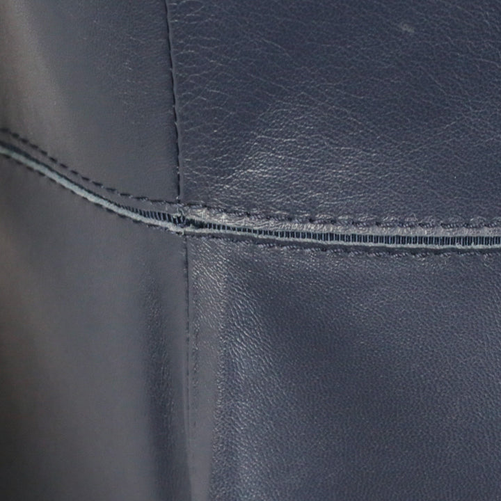 Lafayette 148 Navy Leather Long Vest