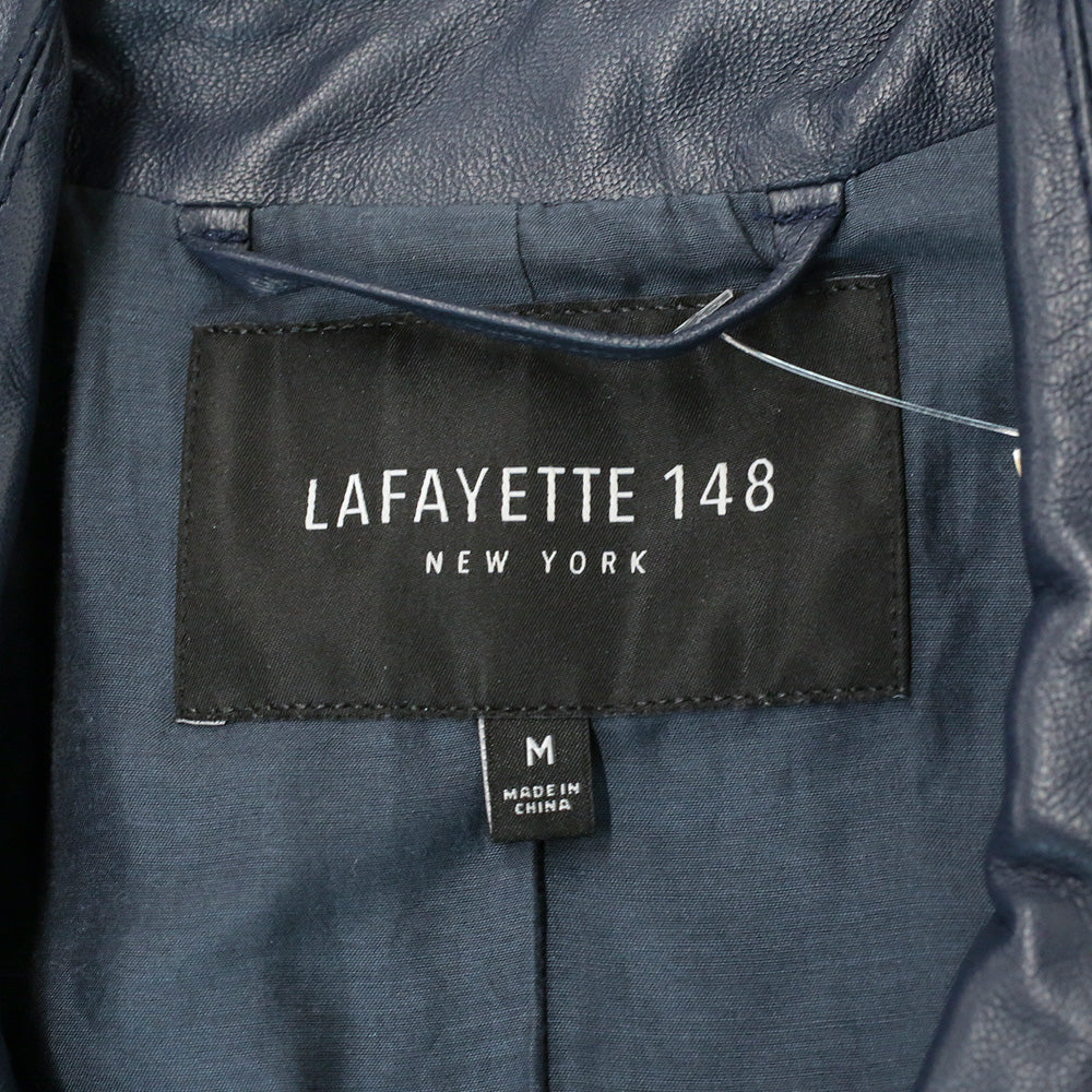 Lafayette 148 Navy Leather Long Vest