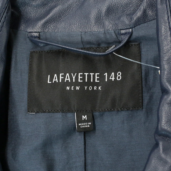 Lafayette 148 Navy Leather Long Vest