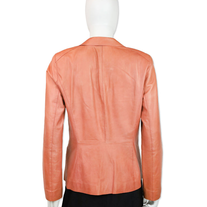 Lafayette 148 Salmon Pink Leather Single-Button Blazer