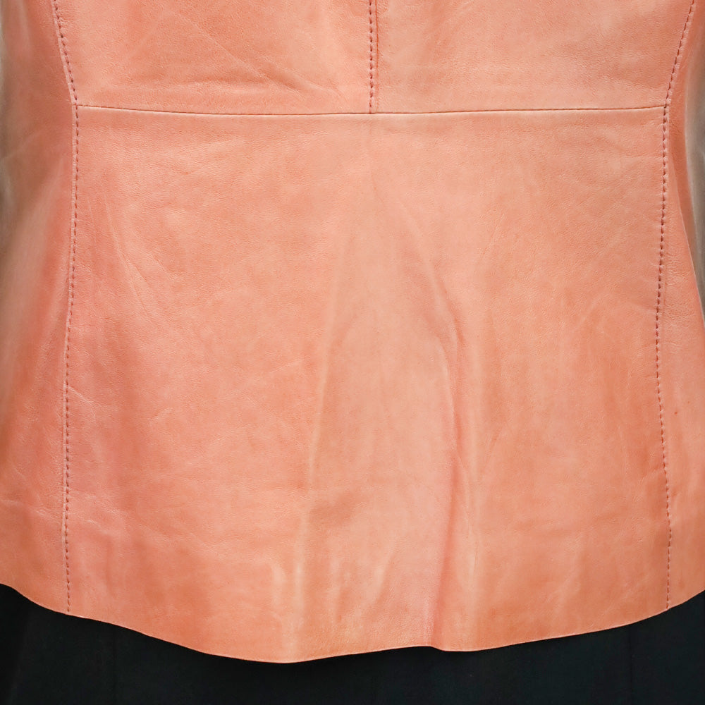 Lafayette 148 Salmon Pink Leather Single-Button Blazer