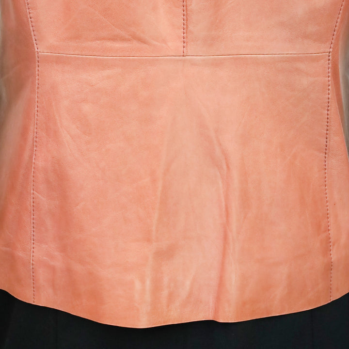 Lafayette 148 Salmon Pink Leather Single-Button Blazer