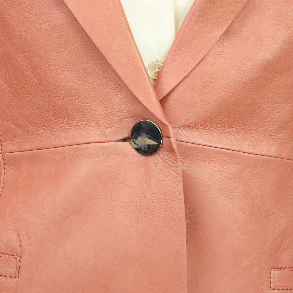 Lafayette 148 Salmon Pink Leather Single-Button Blazer