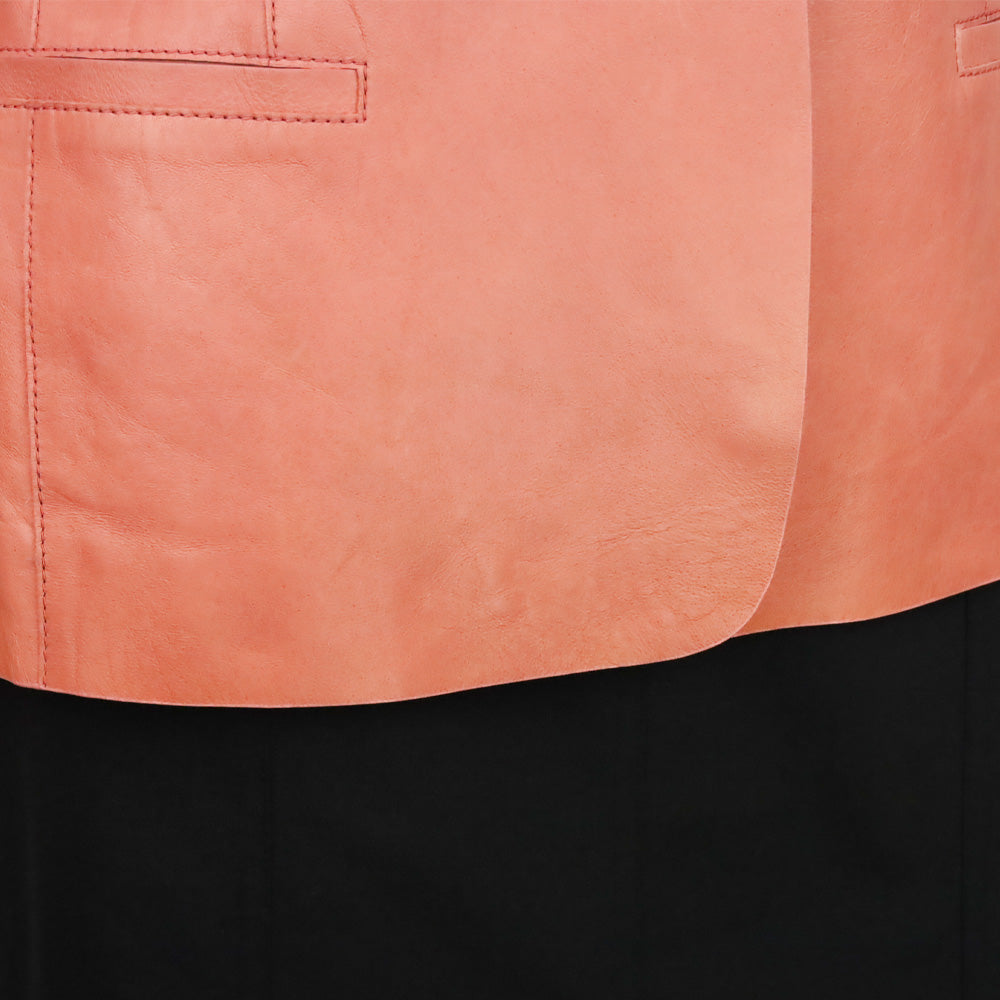 Lafayette 148 Salmon Pink Leather Single-Button Blazer