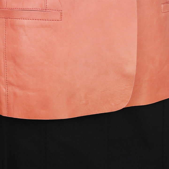 Lafayette 148 Salmon Pink Leather Single-Button Blazer