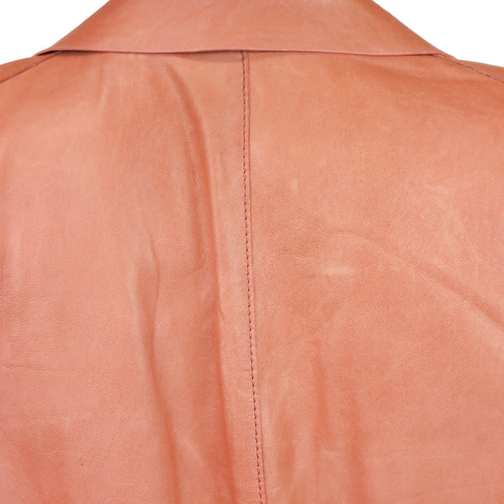 Lafayette 148 Salmon Pink Leather Single-Button Blazer