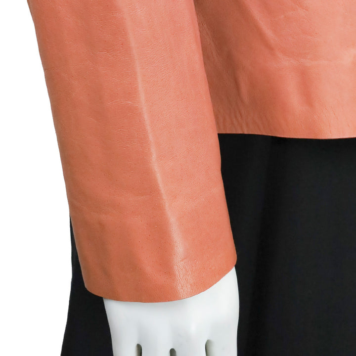 Lafayette 148 Salmon Pink Leather Single-Button Blazer