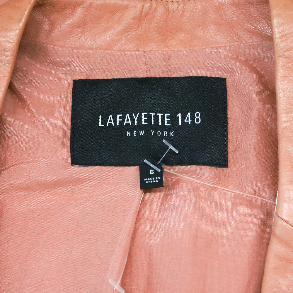Lafayette 148 Salmon Pink Leather Single-Button Blazer