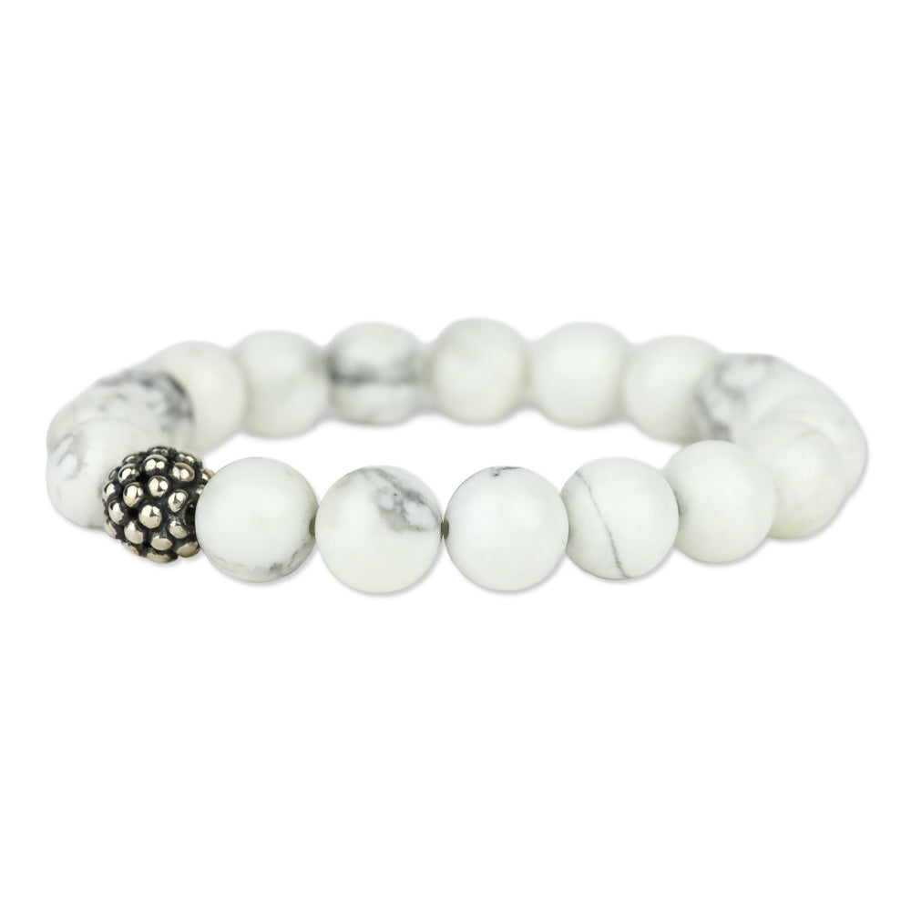 Lagos Maya Howlite Silver Station Bead Bracelet