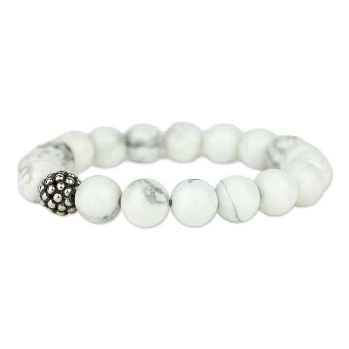 Lagos Maya Howlite Silver Station Bead Bracelet