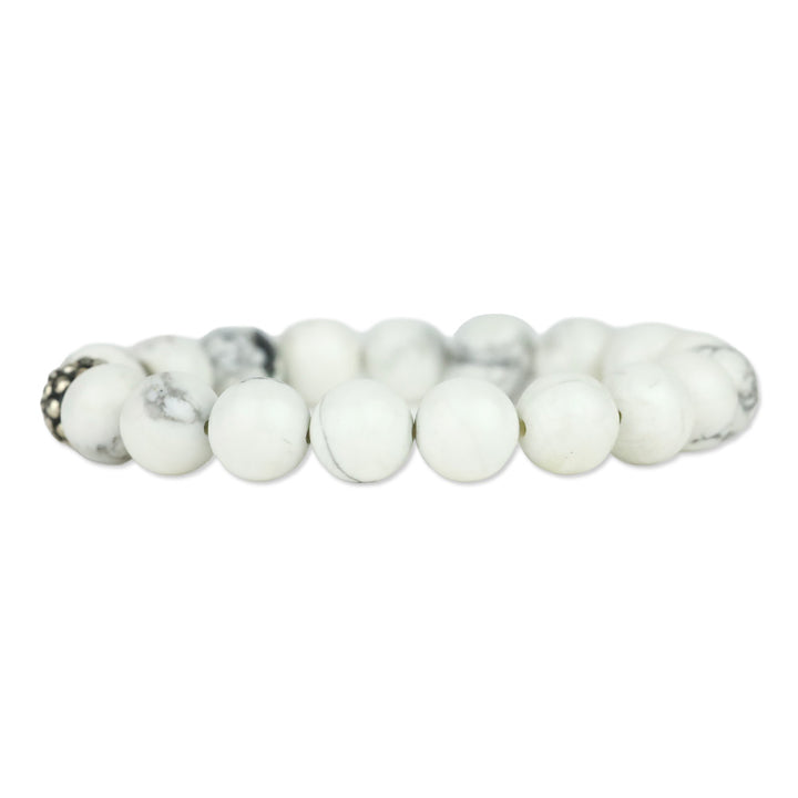 Lagos Maya Howlite Silver Station Bead Bracelet