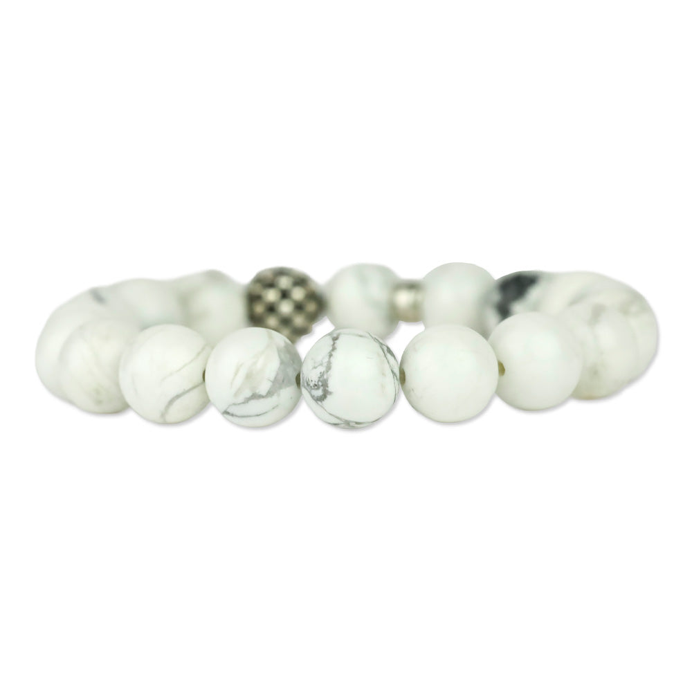 Lagos Maya Howlite Silver Station Bead Bracelet