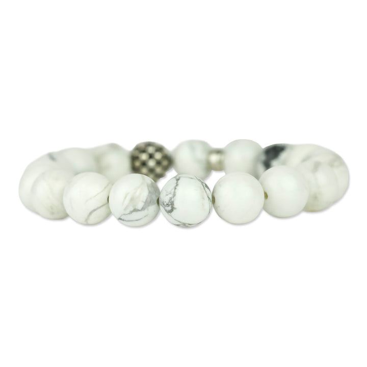 Lagos Maya Howlite Silver Station Bead Bracelet