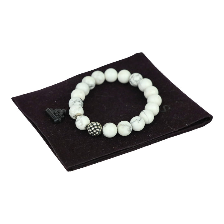 Lagos Maya Howlite Silver Station Bead Bracelet