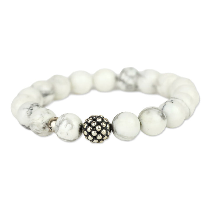 Lagos Maya Howlite Silver Station Bead Bracelet