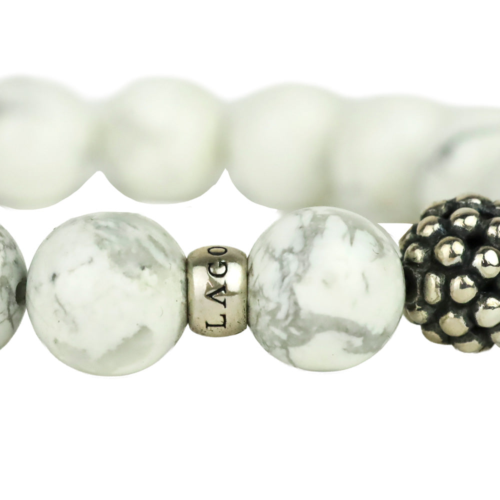 Lagos Maya Howlite Silver Station Bead Bracelet