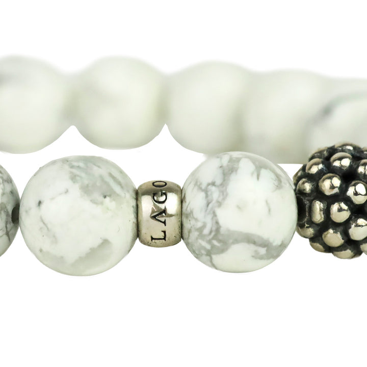 Lagos Maya Howlite Silver Station Bead Bracelet
