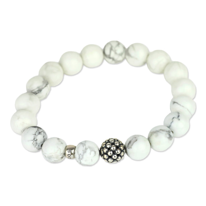 Lagos Maya Howlite Silver Station Bead Bracelet