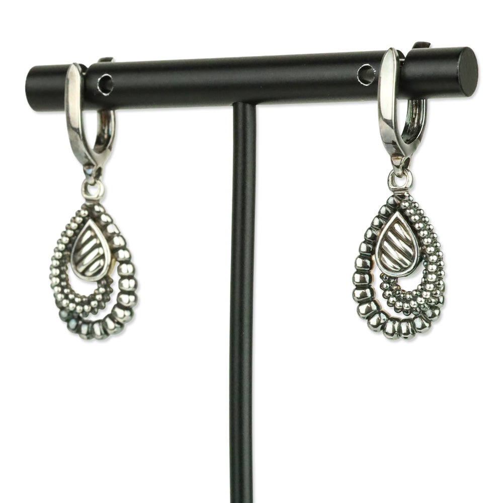 Lagos Sterling Silver Caviar Beaded Drop Earrings