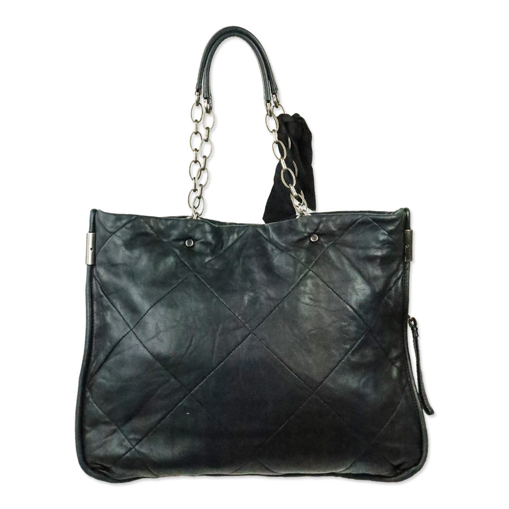 Lanvin Amalia Black Quilted Lambskin Leather Large Tote Bag