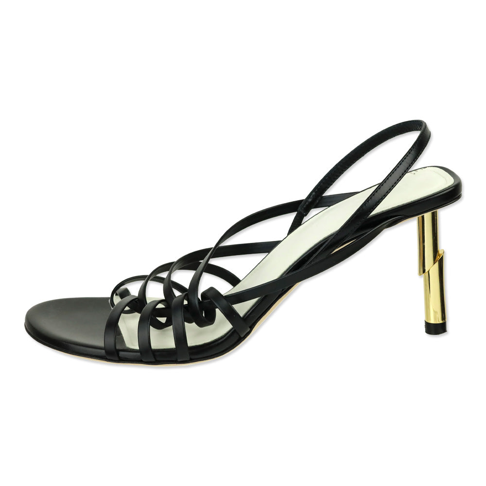 Lanvin Black Leather Séquence Strappy 75mm Sandals