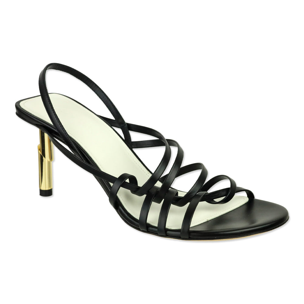Lanvin Black Leather Séquence Strappy 75mm Sandals