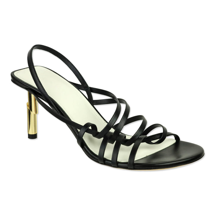 Lanvin Black Leather Séquence Strappy 75mm Sandals