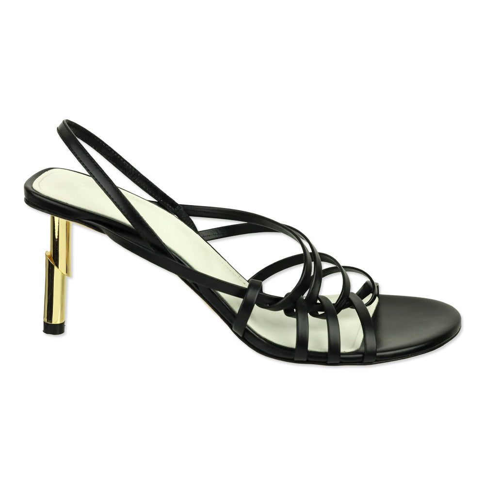 Lanvin Black Leather Séquence Strappy 75mm Sandals