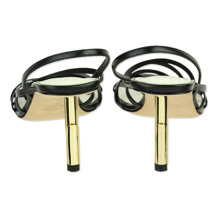 Lanvin Black Leather Séquence Strappy 75mm Sandals