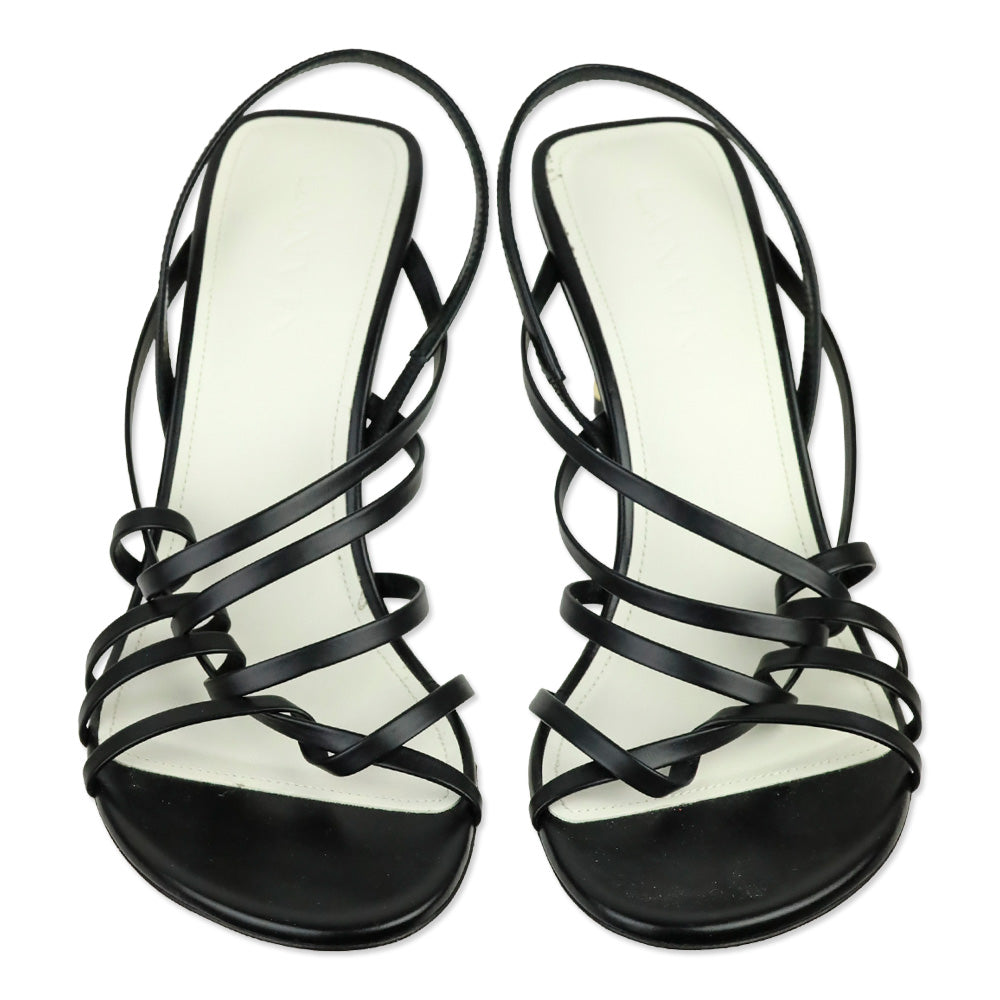 Lanvin Black Leather Séquence Strappy 75mm Sandals