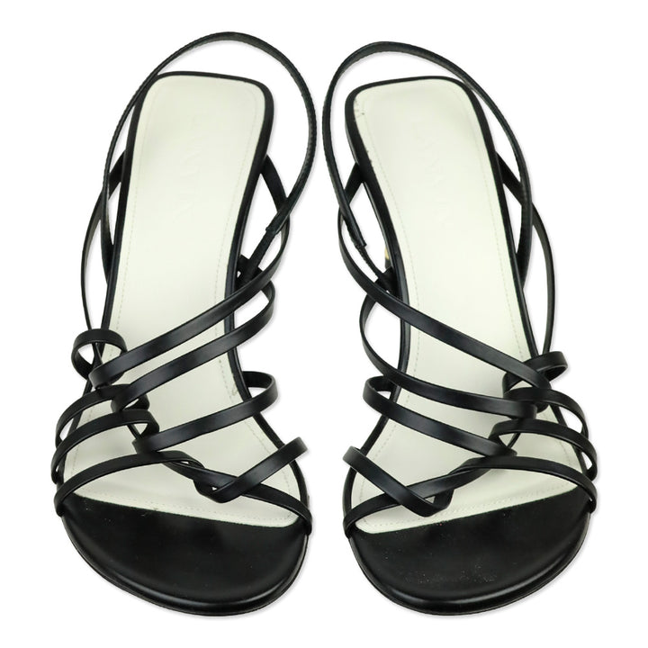 Lanvin Black Leather Séquence Strappy 75mm Sandals